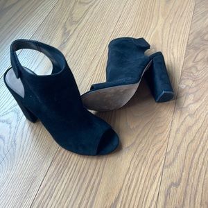 Also suede block heel